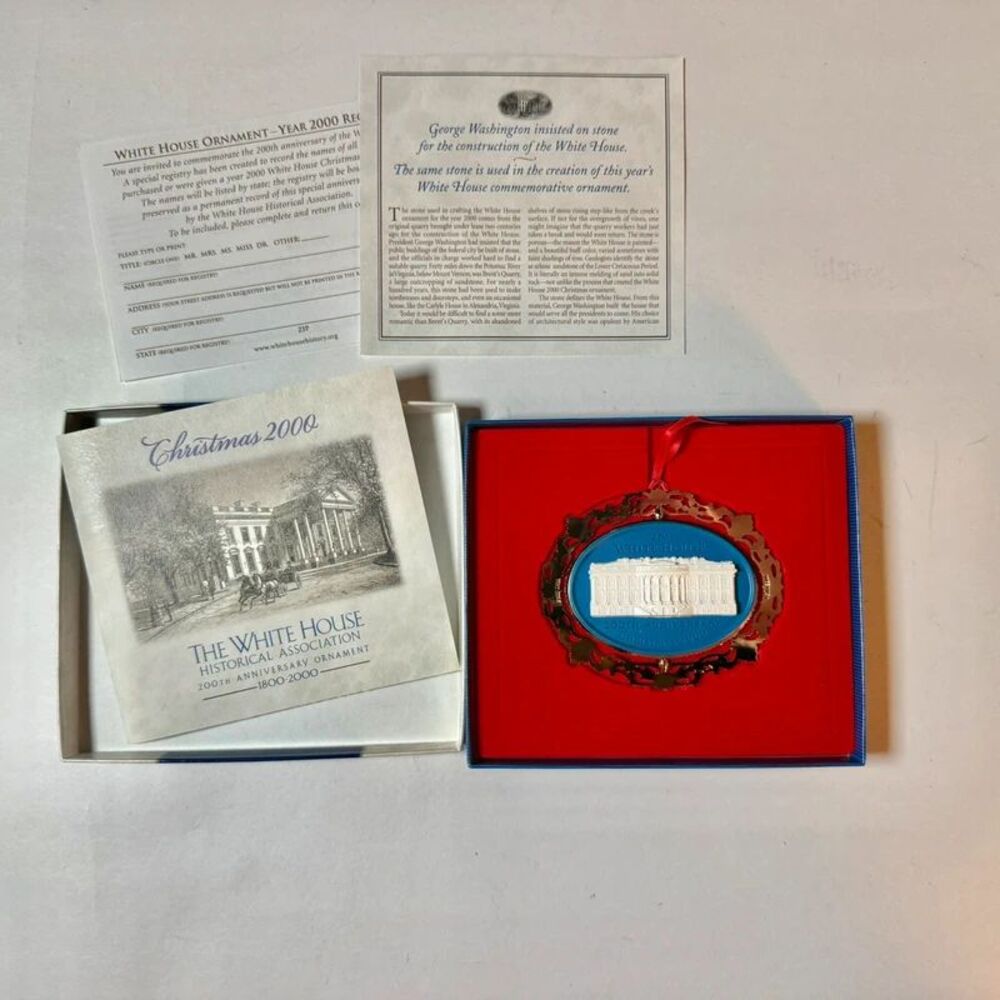 2000 White House Historical Association Christmas Ornament 200th Anniversary Aqu